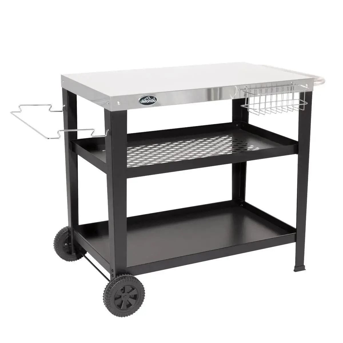 Dellonda Barbecue/Plancha Trolley For Outdoor Grilling/Cooking With Utensil Holder, Stainless Steel 1
