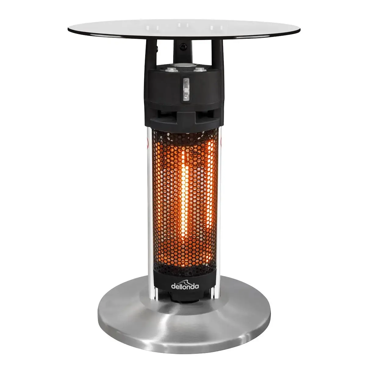 Dellonda Bistro Table With 1200W Heater, 65Cm, Black/Stainless Steel 2