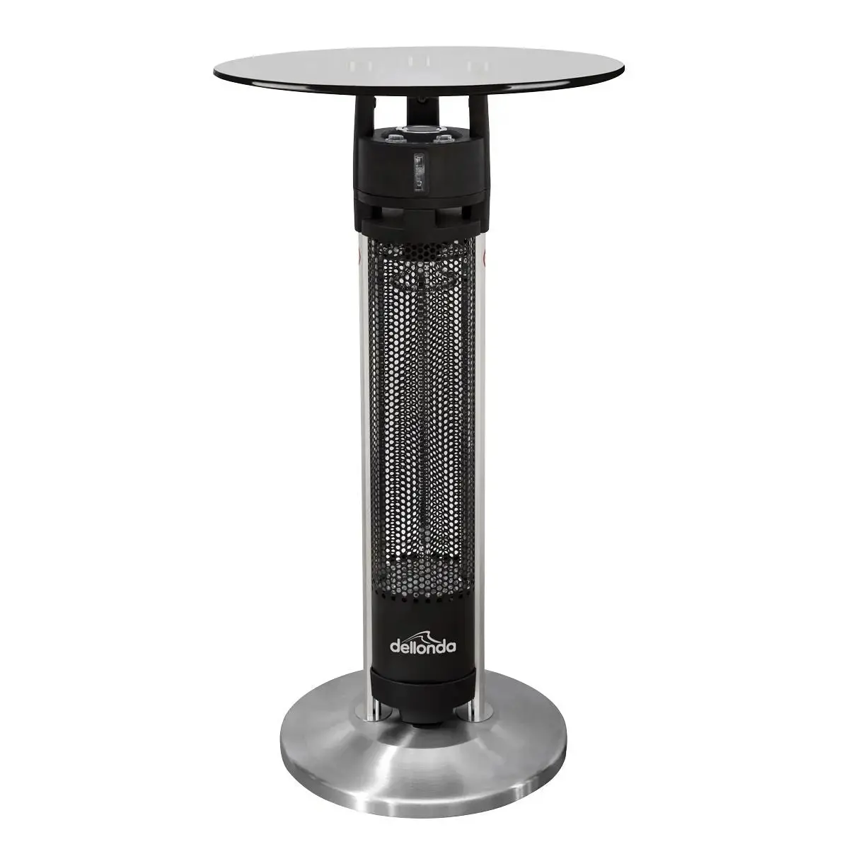 Dellonda Bistro Table With 1600W Heater, 95Cm, Black/Stainless Steel 1