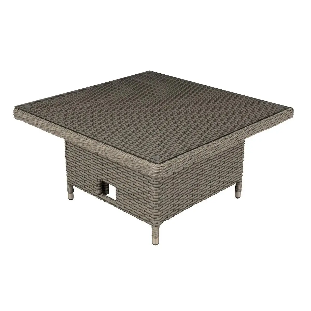 Dellonda Chester Rattan Wicker Adjustable Outdoor Dining Table, Brown 1