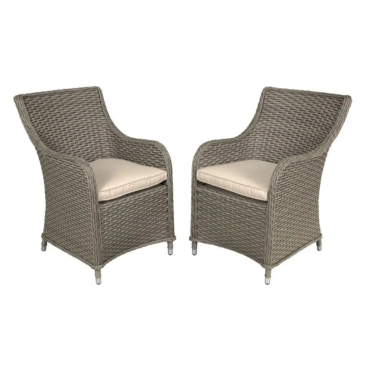 Dellonda Chester Rattan Wicker Garden Dining Chairs With Cushion, Brown 1