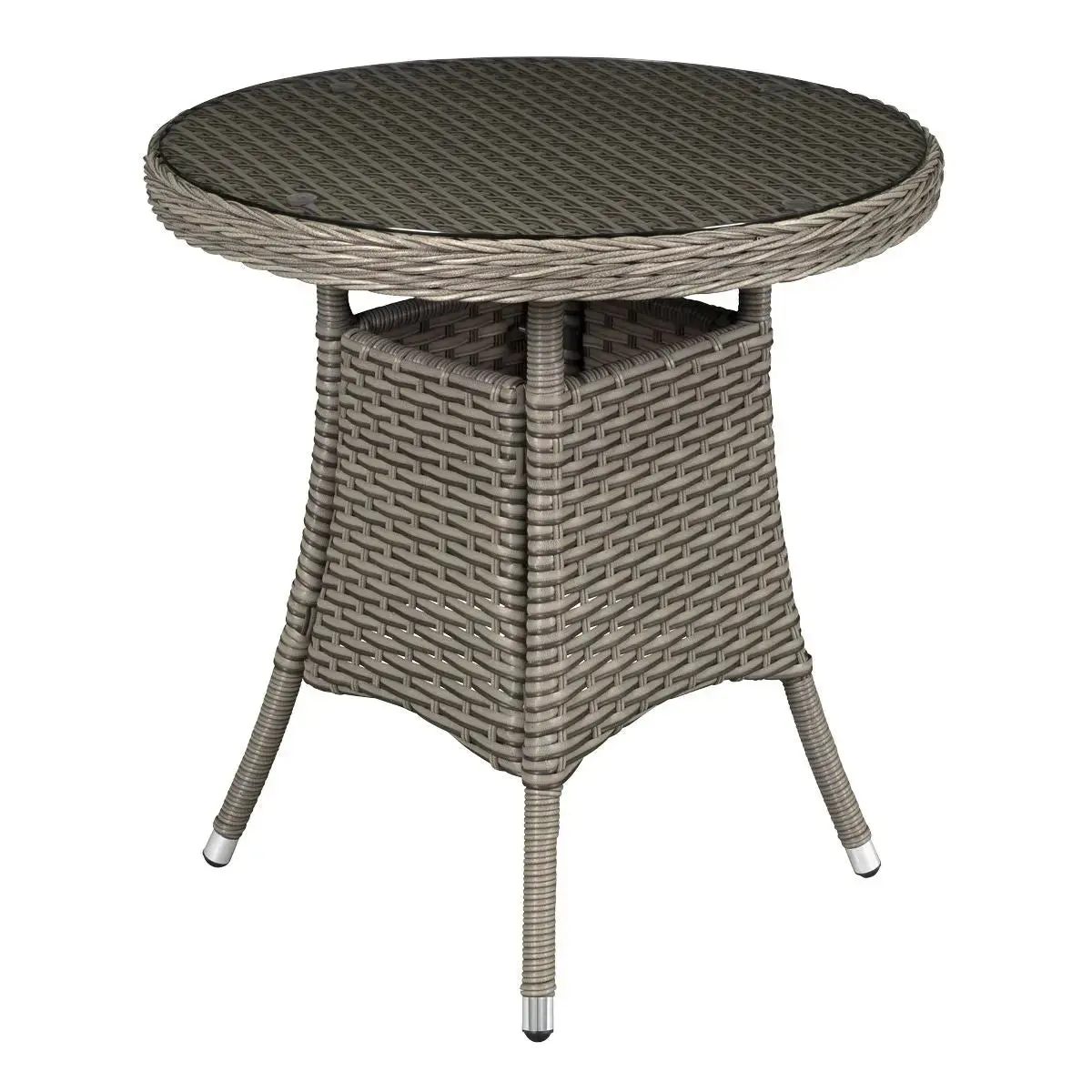 Dellonda Chester Rattan Wicker Outdoor Bistro Table With Tempered Glass Top, Brown 1