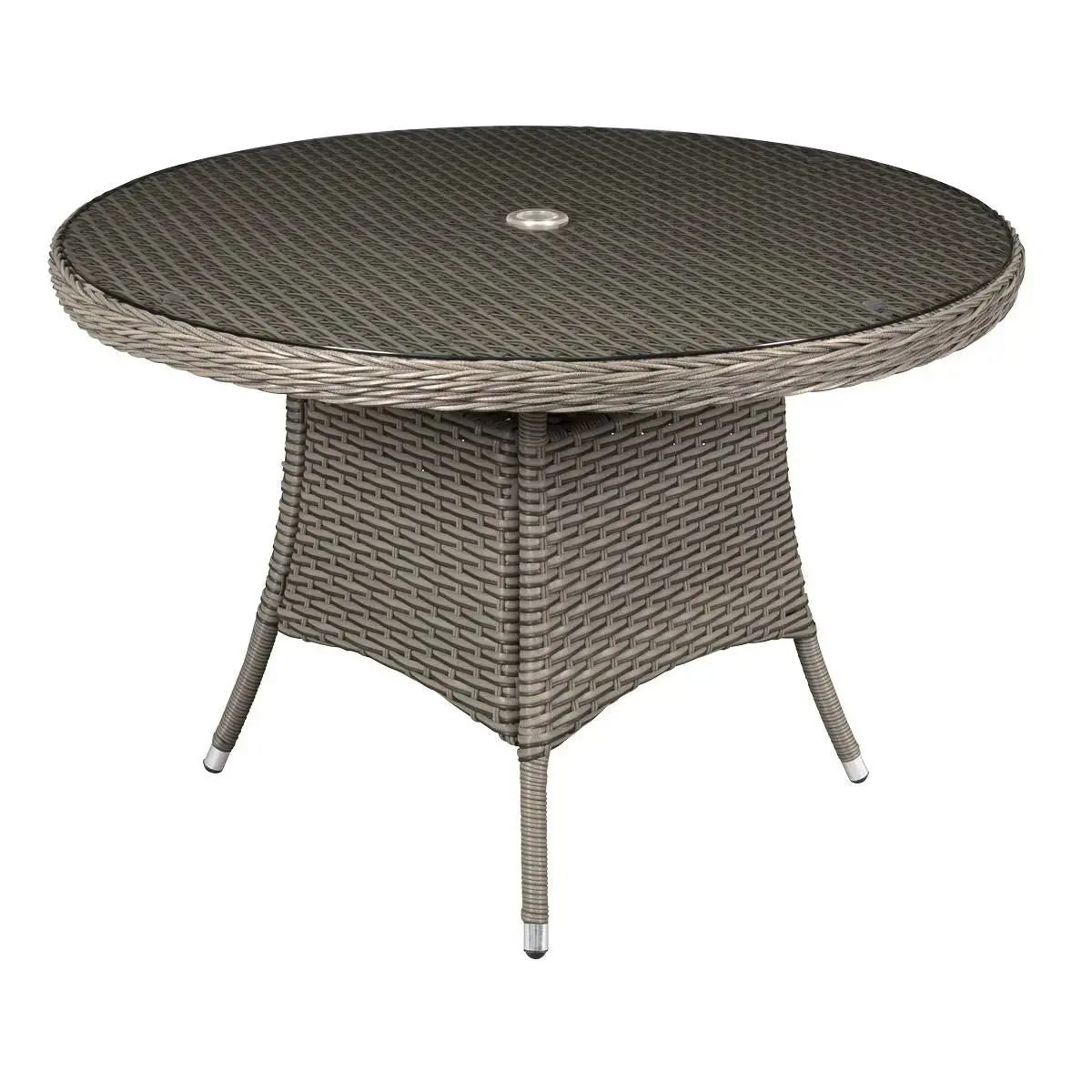 Dellonda Chester Rattan Wicker Outdoor Dining Table With Tempered Glass Top, Brown 1