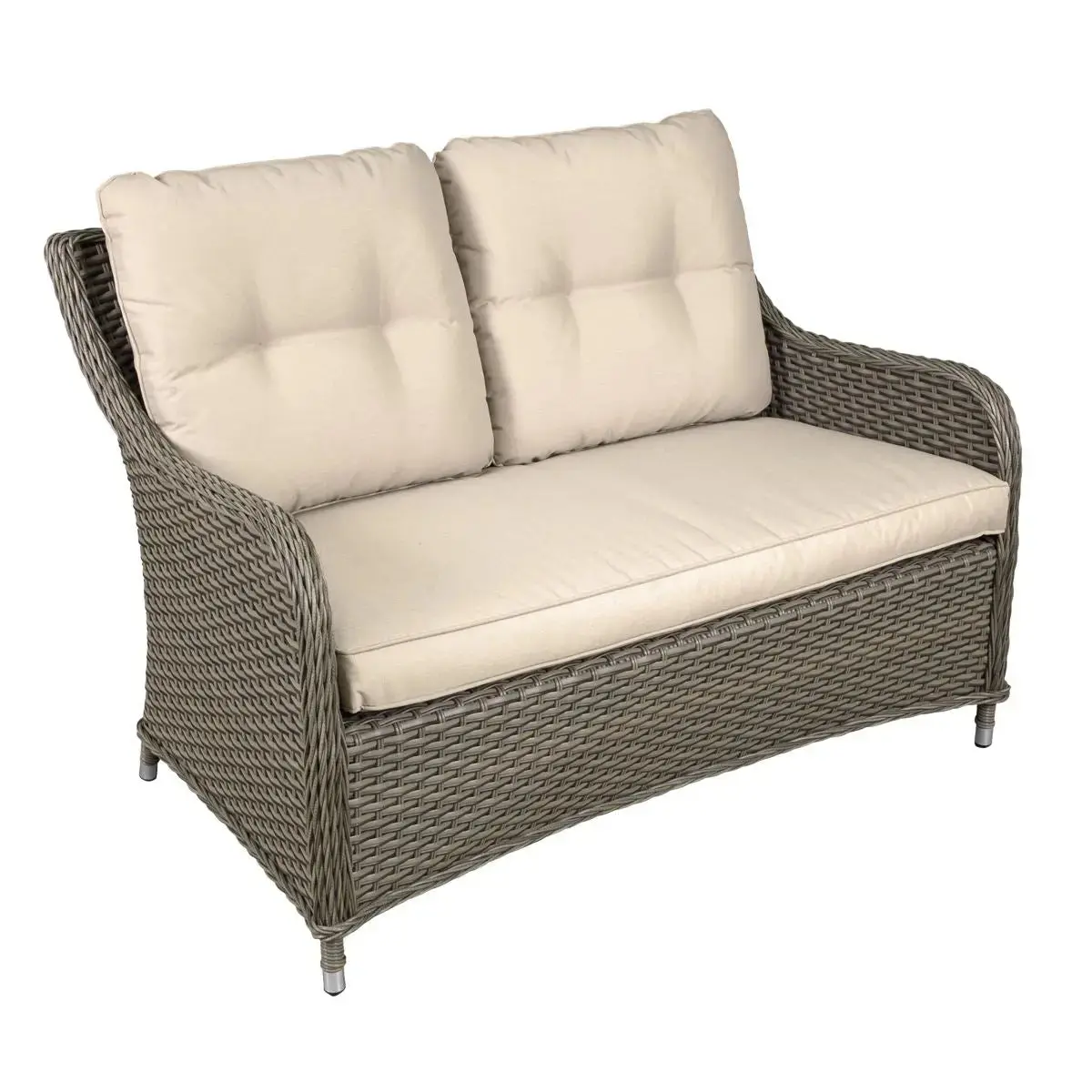 Dellonda Chester Rattan Wicker Outdoor Lounge 2-Seater Sofa With Cushion, Brown 1