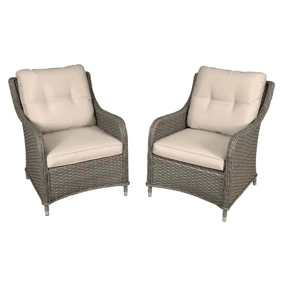 Dellonda Chester Rattan Wicker Outdoor Lounge Chairs With Cushion, Brown 1
