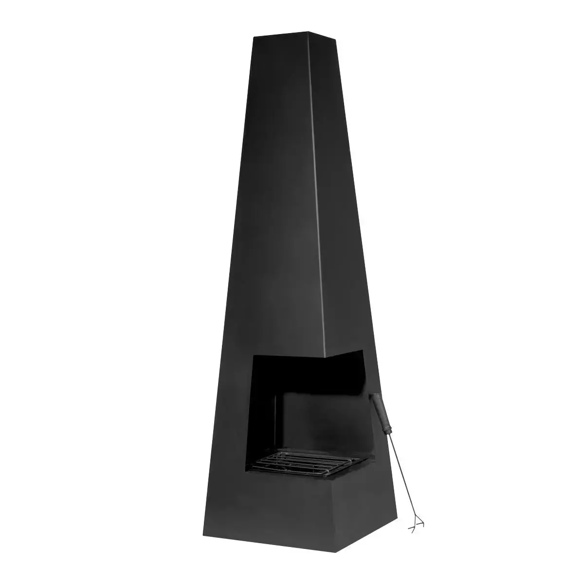 Dellonda Chiminea, Wood Burner, Heater For Outdoors W45cm X H150cm - Black Steel 1