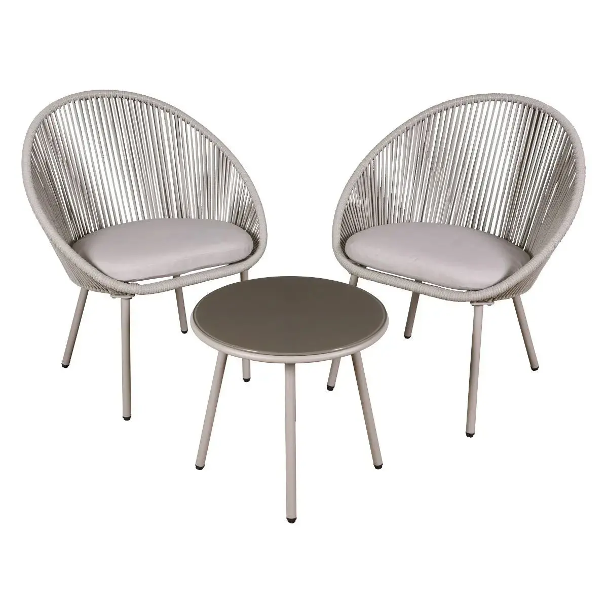 Dellonda Como 3-Piece Steel Bistro Set With Tempered Glass Top 1