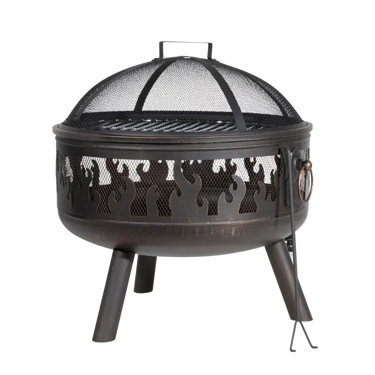 Dellonda Deluxe Firepit Fireplace Outdoor Patio Heater, Cooking Grill & Poker 1