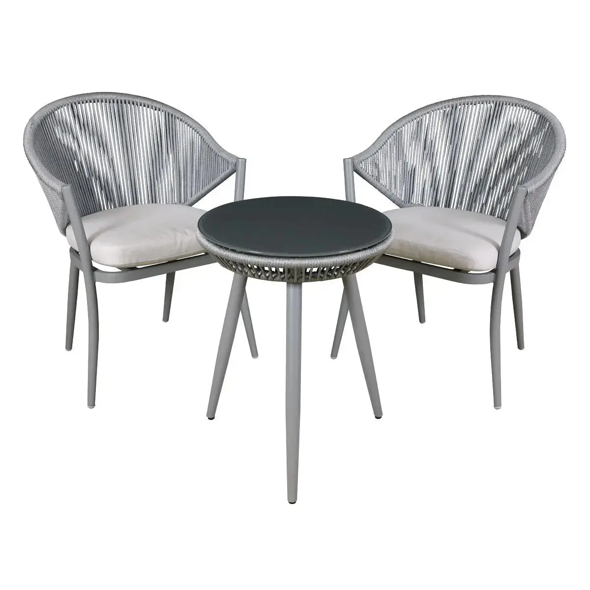 Dellonda Echo 3Pc Aluminium Balcony Set With Tempered Glass Top 1