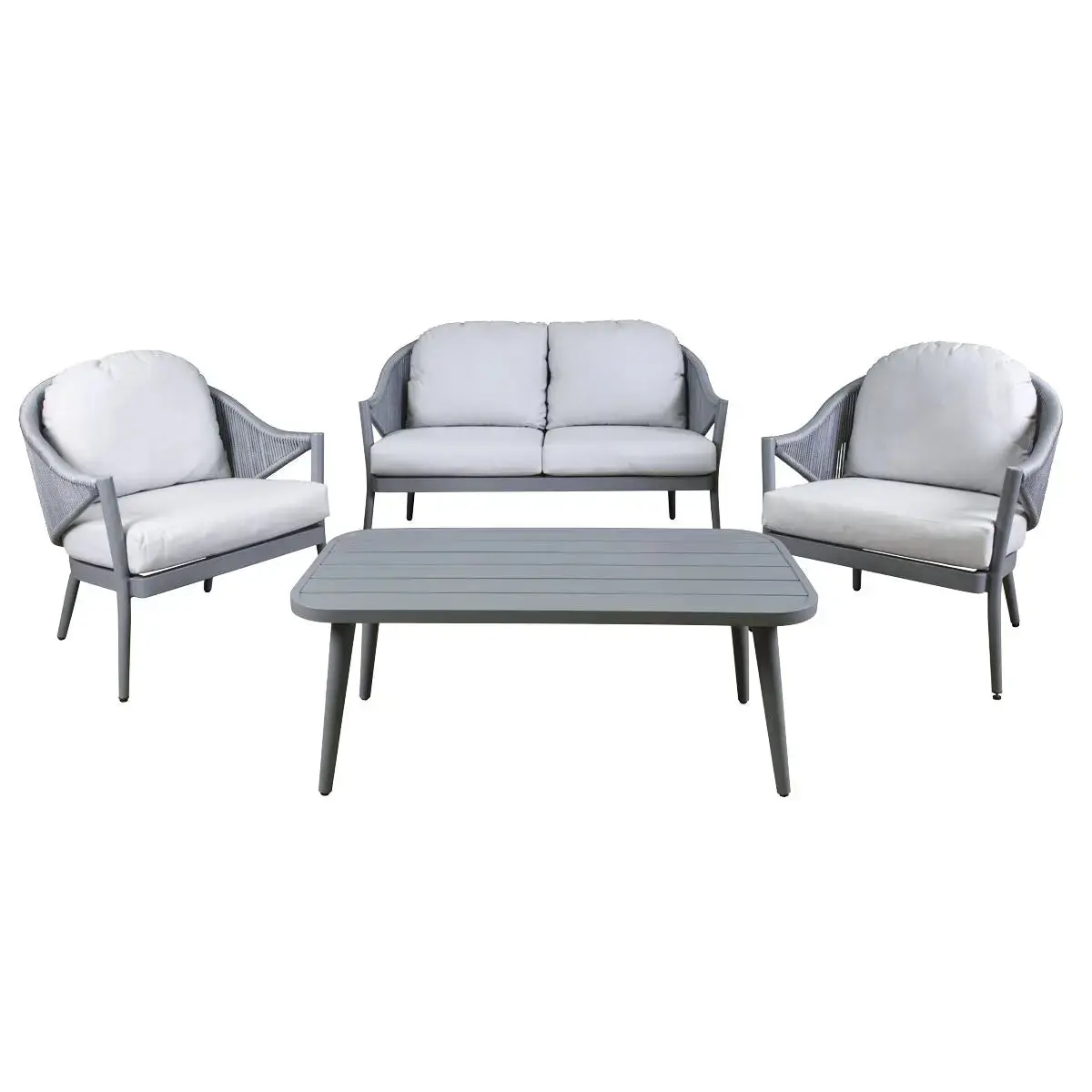 Dellonda Echo 4-Piece Aluminium Outdoor Garden Sofa Arm Chair & Coffee Table Set 1