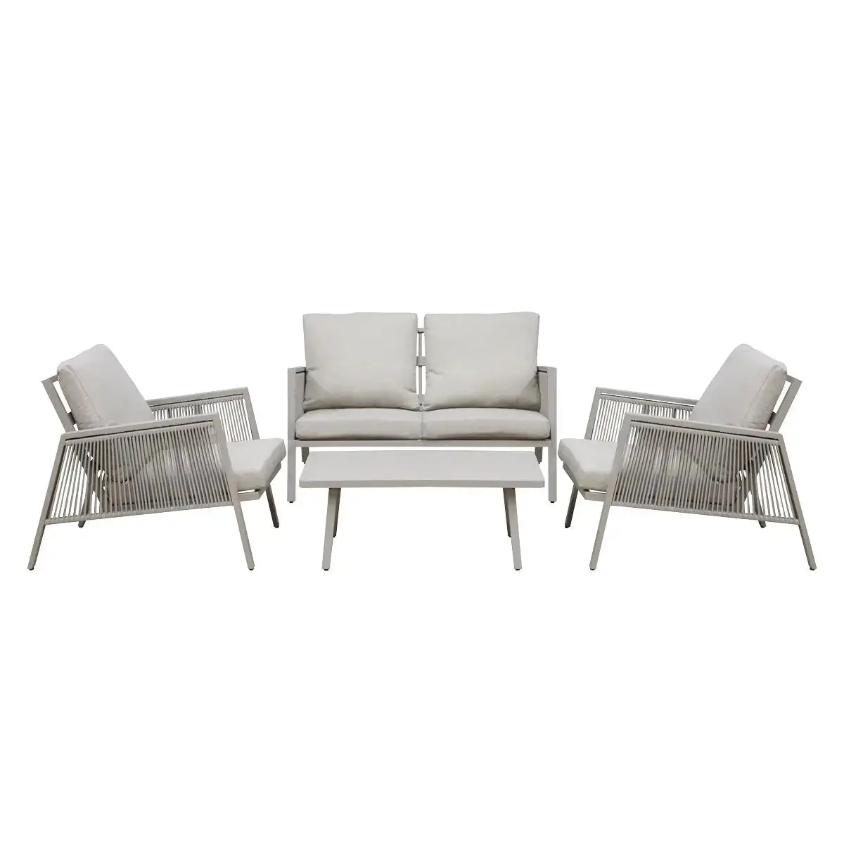 Dellonda Fusion Aluminium 4-Piece Outdoor Sofa, Arm Chairs & Coffee Table Set 1