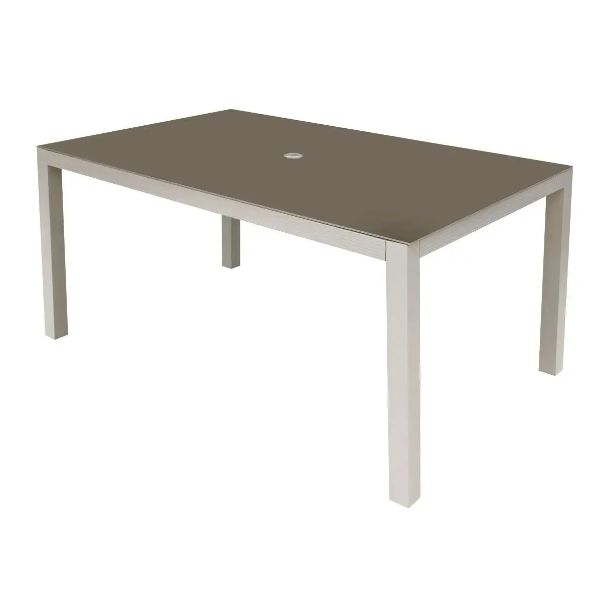 Dellonda Fusion Aluminium Glass Garden Dining Table With Parasol Hole, Light Grey 1