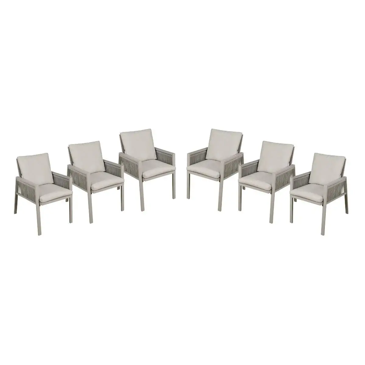 Dellonda Fusion Garden/Patio Dining Chair With Armrests, Set Of 6, Light Grey - Dg49 1