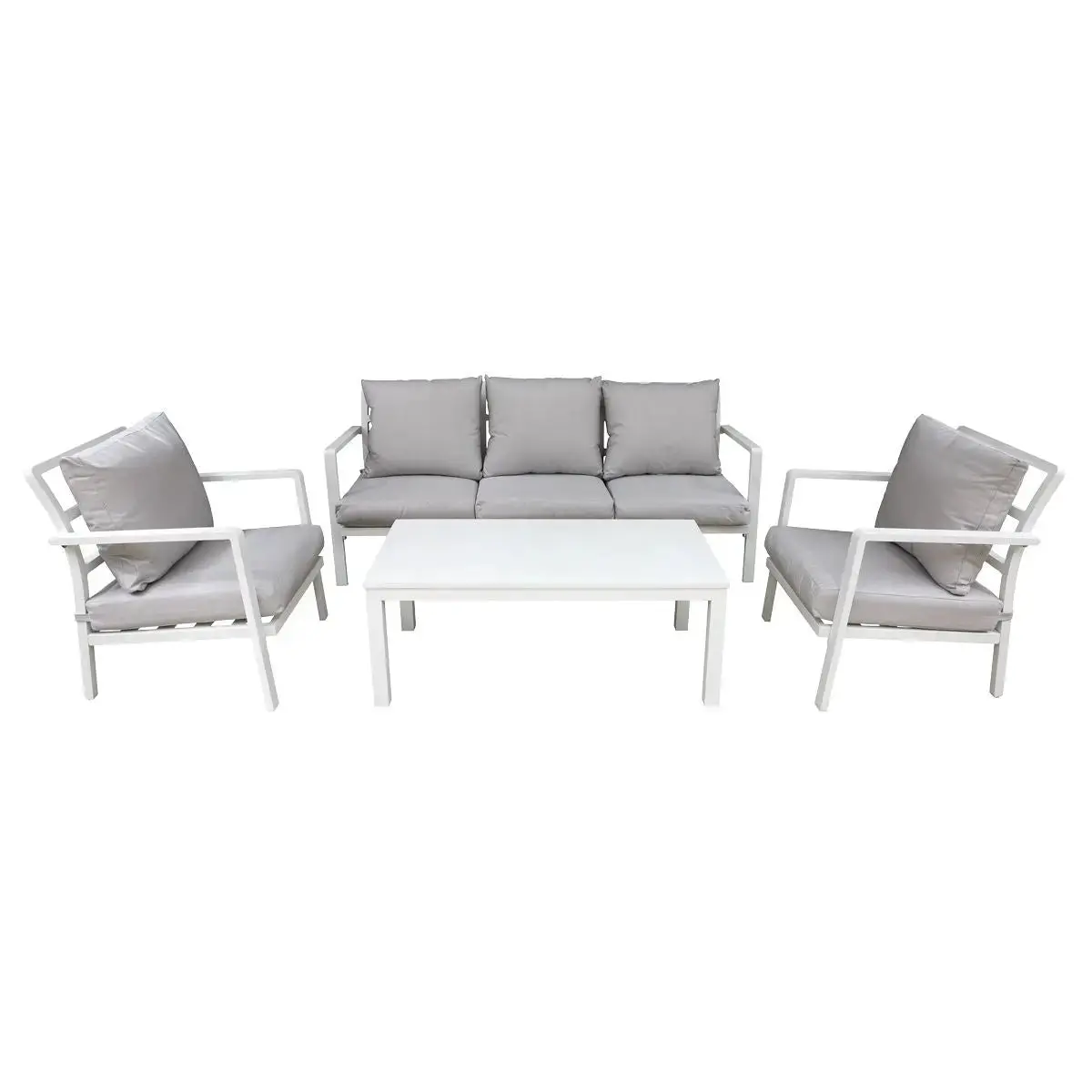 Dellonda Kyoto 4-Piece Aluminium Outdoor Garden Sofa Arm Chair Coffee Table Set 1
