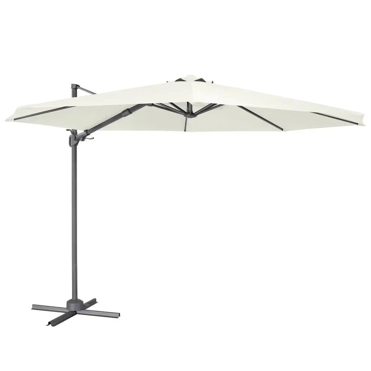 Dellonda Ø3m Garden/Patio Cantilever Parasol/Umbrella With Crank Handle, 360° Rotation, Tilt And Cover, Cream 1