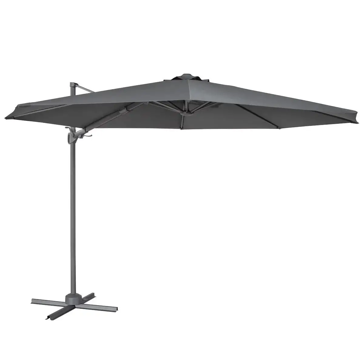 Dellonda Ø3m Garden/Patio Cantilever Parasol/Umbrella With Crank Handle, Tilt, 360° Rotation And Cover, Grey 1