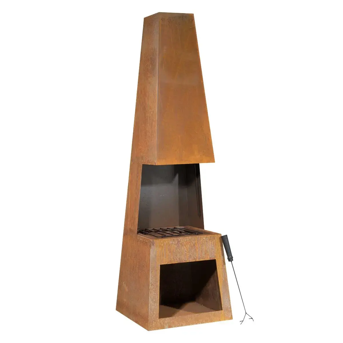 Dellonda Outdoor Chiminea Fireplace Heater Firewood Storage - Corten Steel 1