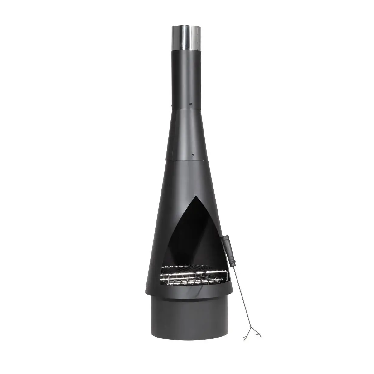 Dellonda Outdoor Chiminea, Fireplace, Fire Pit, Heater, Durable, Black Steel 1