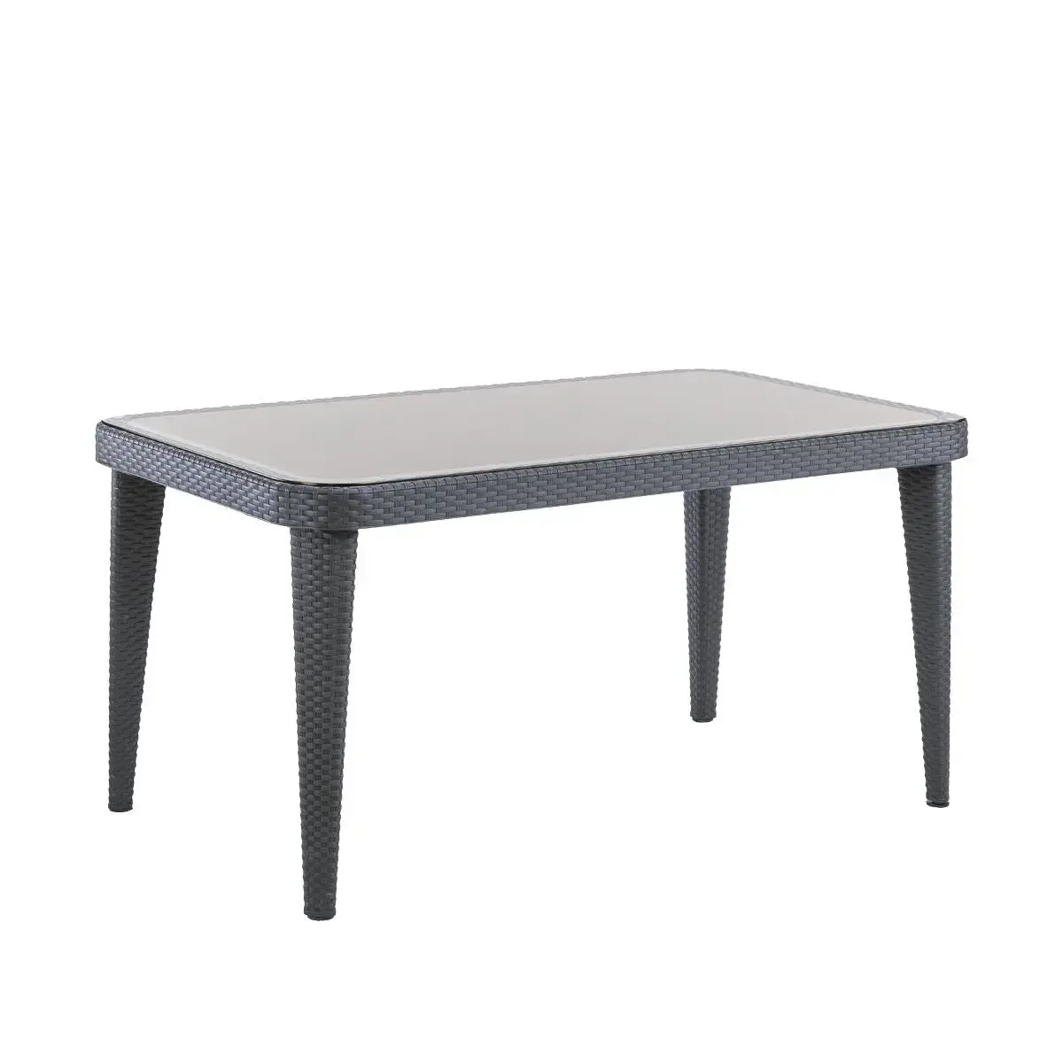 Dellonda Outdoor Dining Table Weather Resistant Body Glass Table 90X150cm 1
