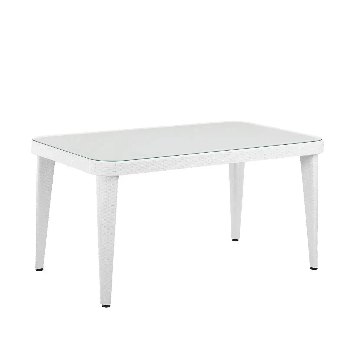 Dellonda Outdoor Dining Table Weather Resistant Body Glass Table 90X150cm 1