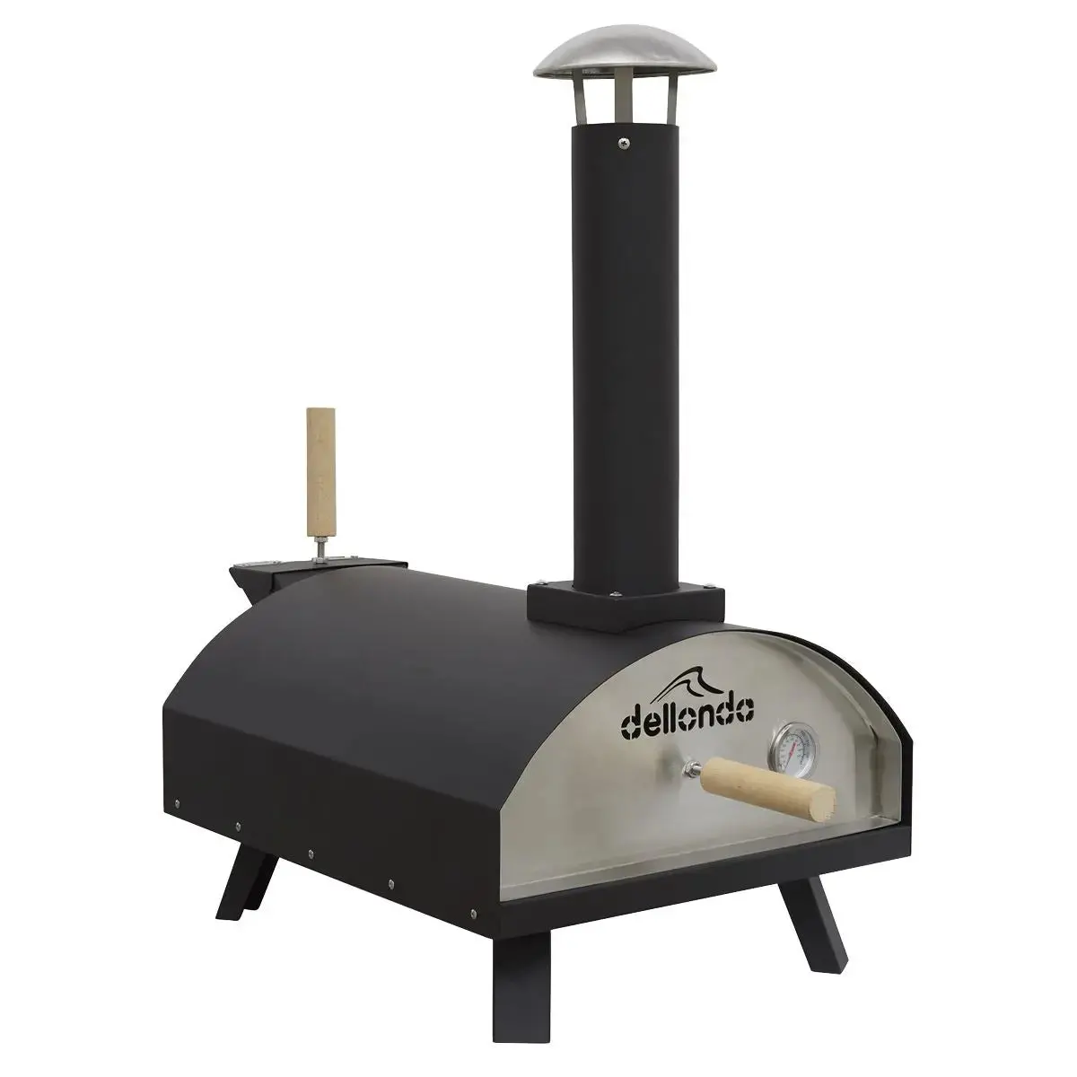 Dellonda Portable Wood-Fired 14" Pizza & Smoking Oven - Black/Stainless Steel 1