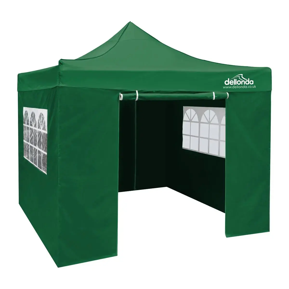 Dellonda Premium 3X3m Pop-Up Gazebo & Side Walls, Pvc Coated, Water Resistant Fabric With Carry Bag, Rope, Stakes & Weight Bags - Green 1