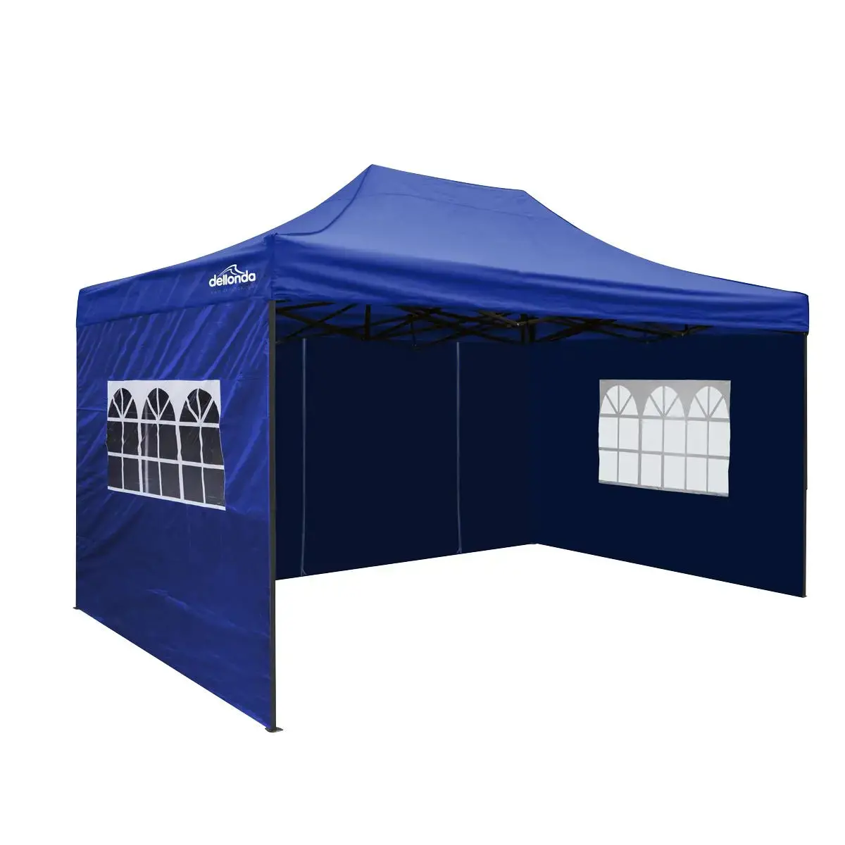 Dellonda Premium 3X4.5M Pop-Up Gazebo & Side Walls, Pvc Coated, Water Resistant Fabric With Carry Bag, Rope, Stakes & Weight Bags - Blue 1