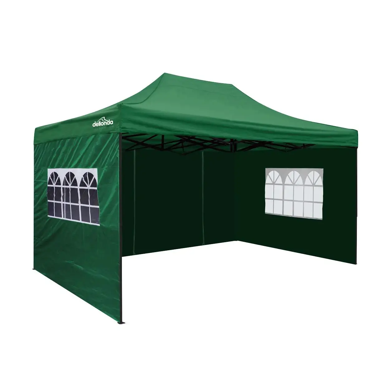 Dellonda Premium 3X4.5M Pop-Up Gazebo & Side Walls, Pvc Coated, Water Resistant Fabric With Carry Bag, Rope, Stakes & Weight Bags - Green 1