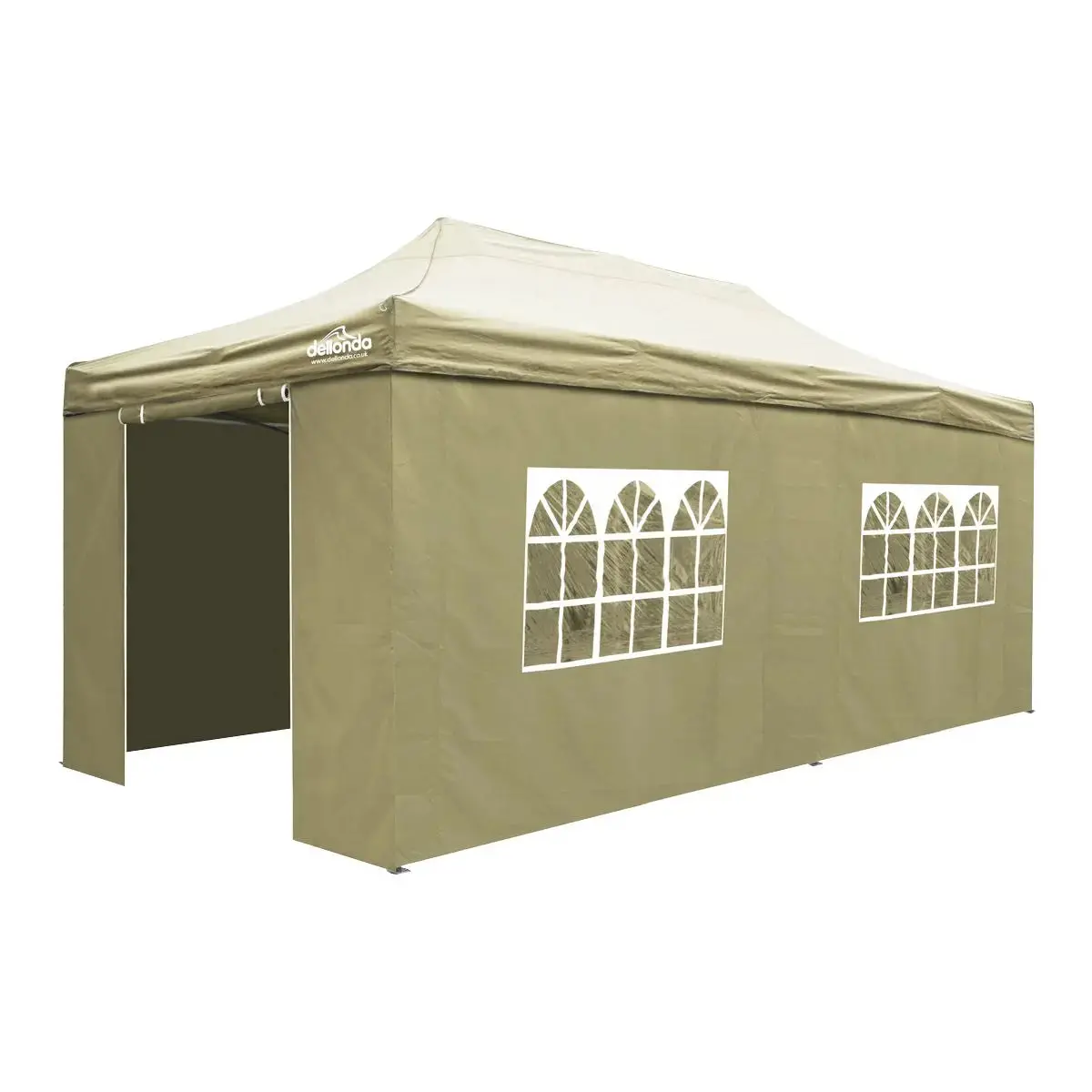 Dellonda Premium 3X6m Pop-Up Gazebo & Side Walls, Pvc Coated, Water Resistant Fabric With Carry Bag, Rope, Stakes & Weight Bags - Beige 1