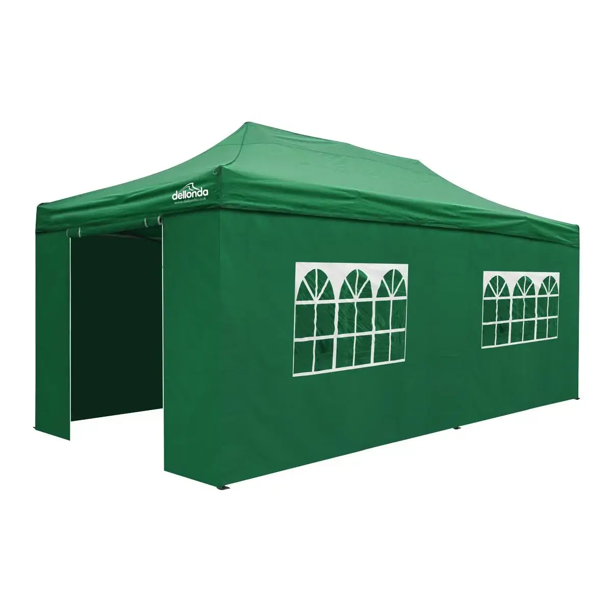 Dellonda Premium 3X6m Pop-Up Gazebo & Side Walls, Pvc Coated, Water Resistant Fabric With Carry Bag, Rope, Stakes & Weight Bags - Green 1