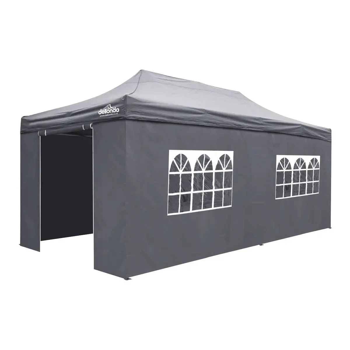 Dellonda Premium 3X6m Pop-Up Gazebo & Side Walls, Pvc Coated, Water Resistant Fabric With Carry Bag, Rope, Stakes & Weight Bags - Grey 1