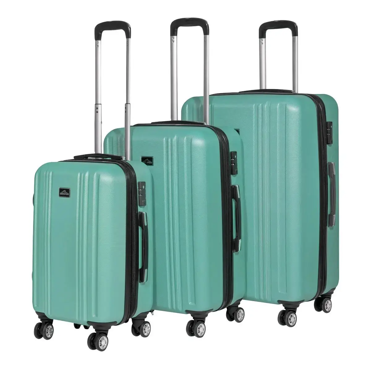 Dellonda Set 3-Piece Lightweight Abs Luggage Set With Integrated Tsa Approved Combination Lock - Teal - Dl126 1