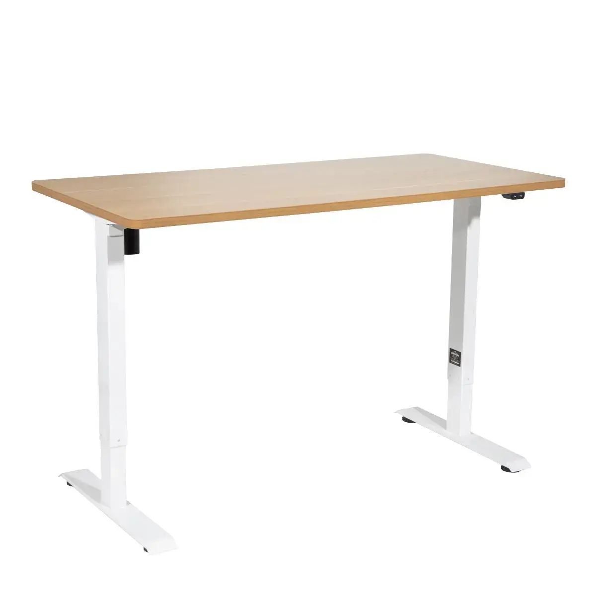 Dellonda Single Motor Height-Adjustable Electric Sit & Stand Desk With Oak Desktop & White Frame 1