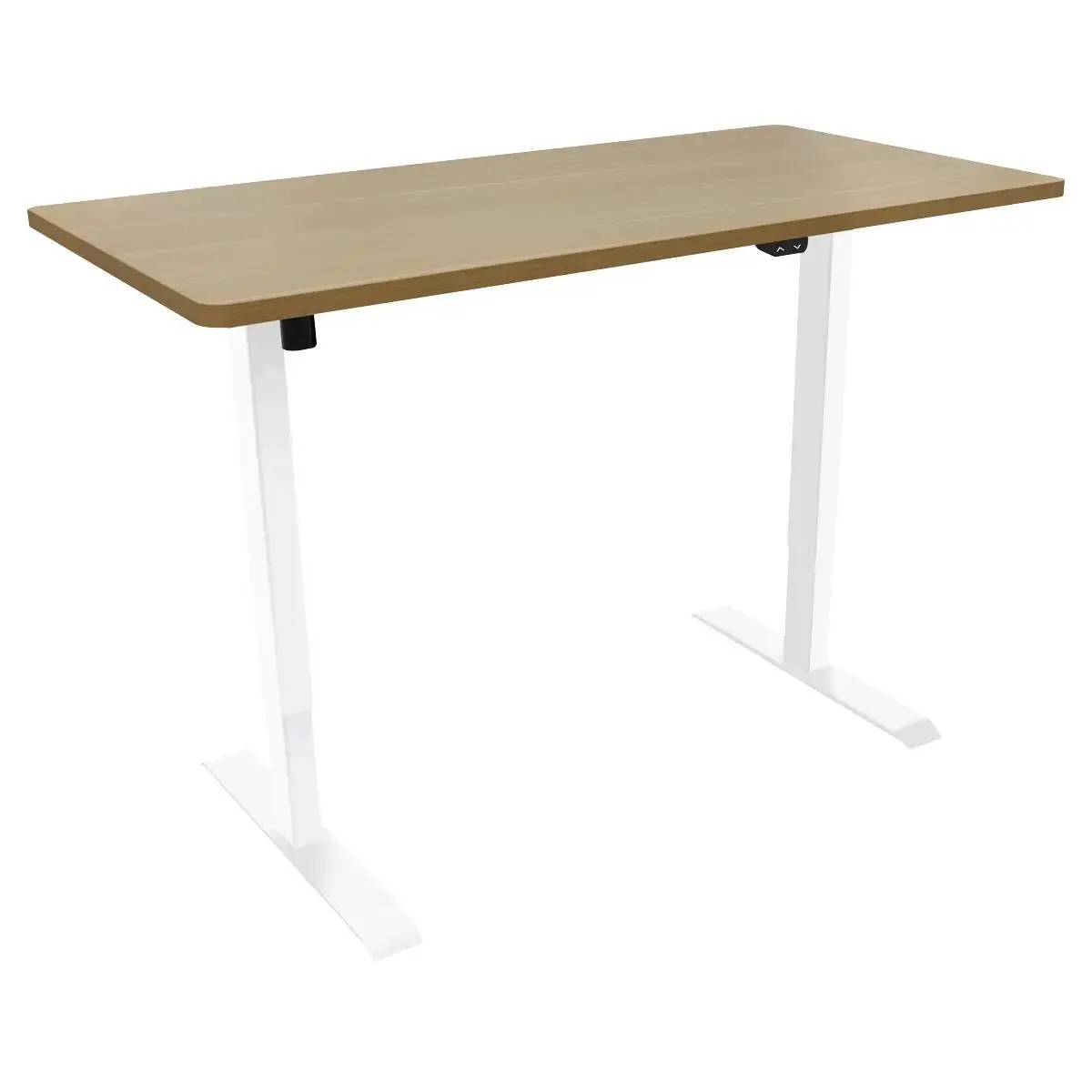 Dellonda Single Motor Height-Adjustable Electric Sit & Stand Desk With Oak Desktop & White Frame 2