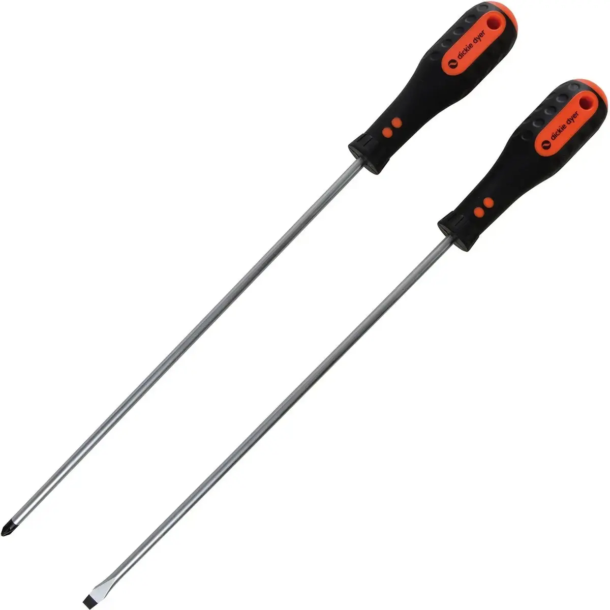 Dickie Dyer 2Pc Long Reach S2 Screwdriver Set Pz2 & Sl6.5 X 300Mm Pozi Slotted 1