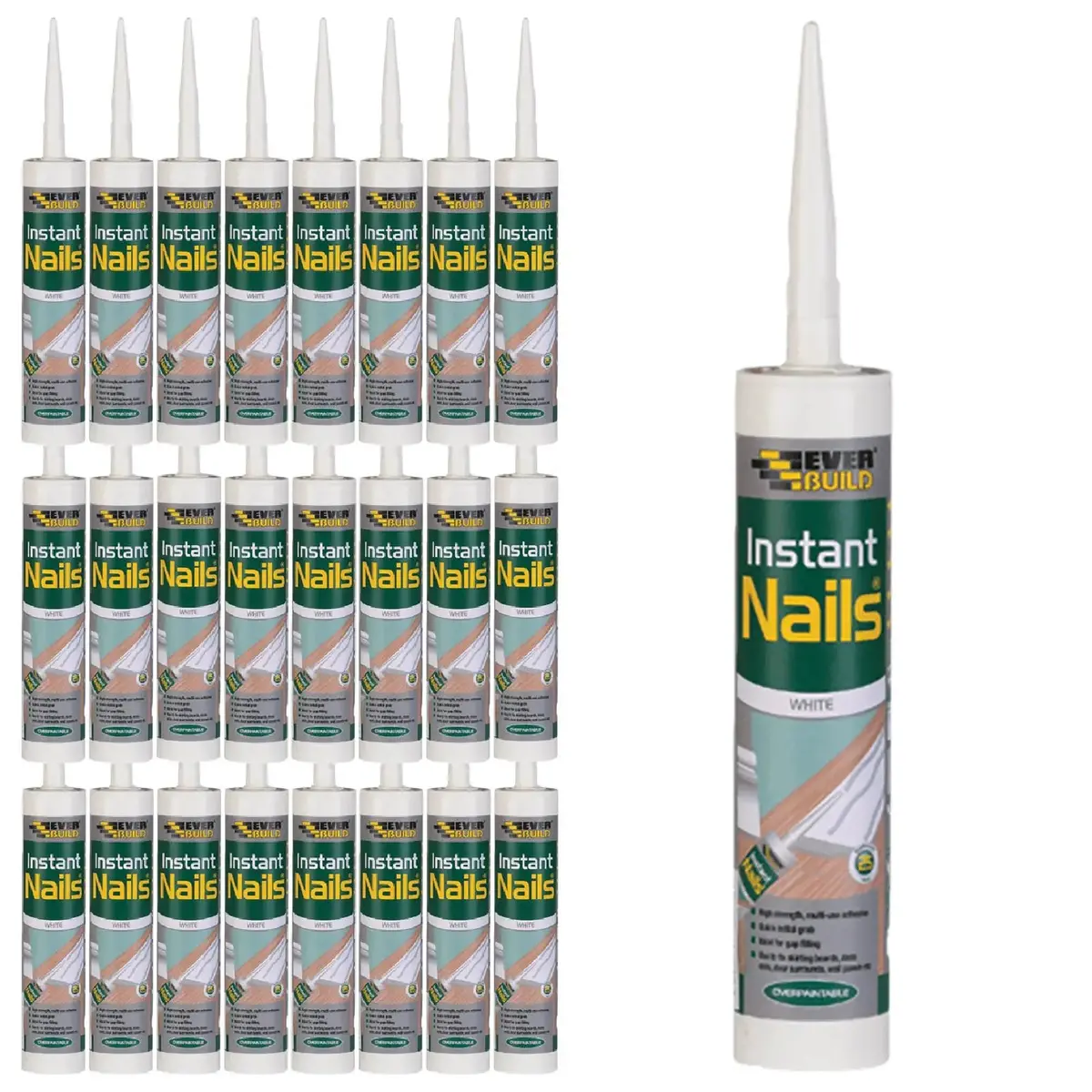 Everbuild Instant Nails White 290Ml High Strength Solvent Free Gap Filling 25 Pack 1