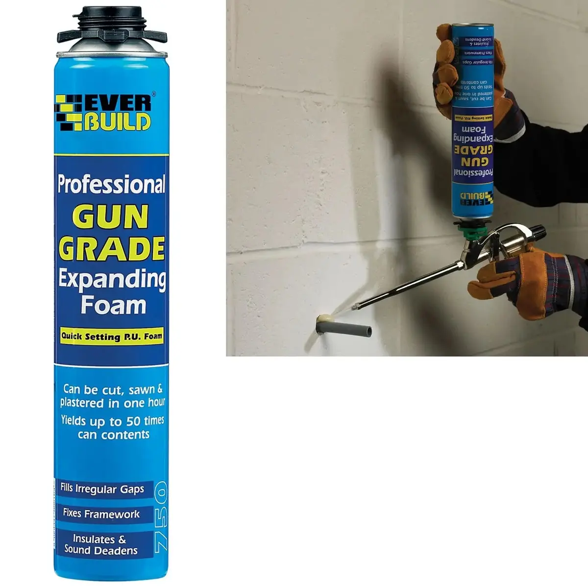 Everbuild Professional Gun Grade Expanding Foam 750Ml Quick Setting Pu Foam 1
