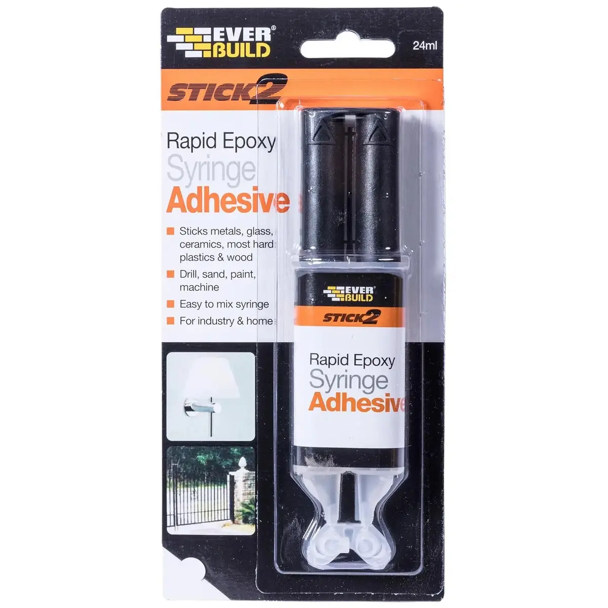 Everbuild Rapid Epoxy Syringe Adhesive Stick 2 24Ml For Metal Glass Ceramics Plastics Wood 1