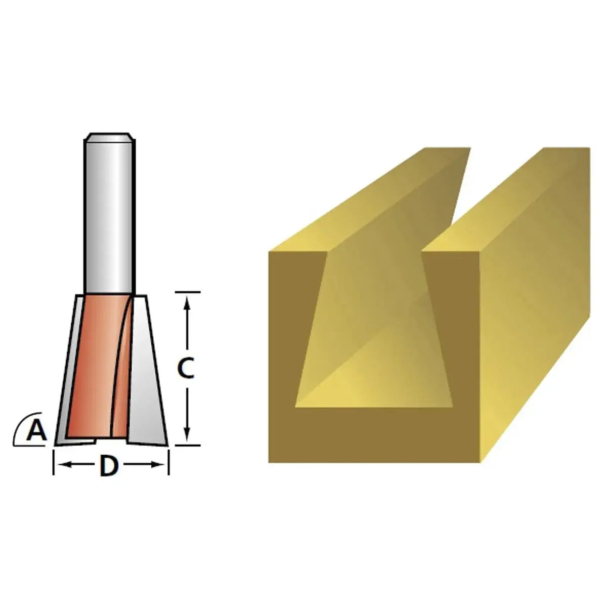 Faithfull 1/4" Dovetail Cutter Router Bit D:13.2Mm C:13Mm A:103D 1