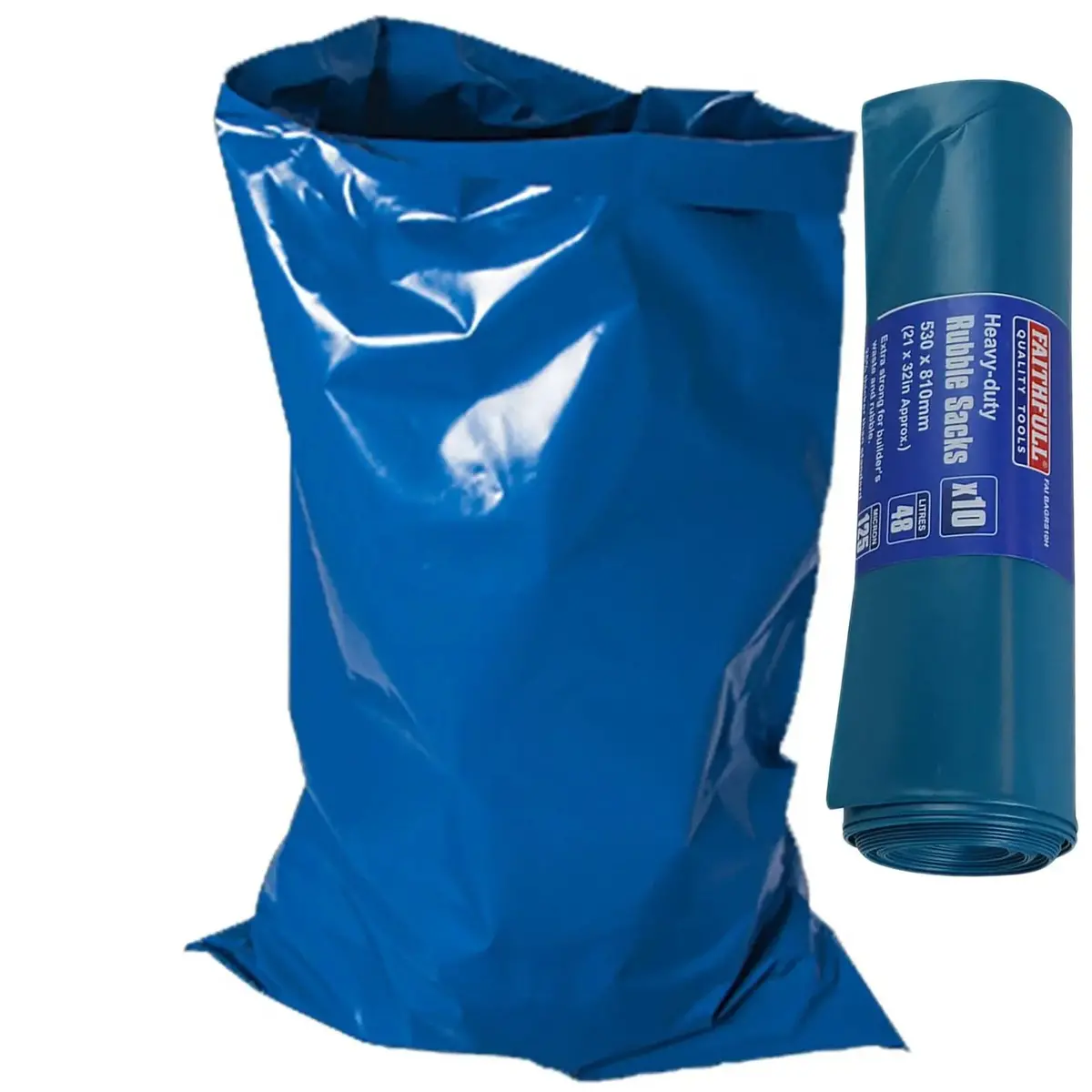 Faithfull 10 Pack Heavy Duty Rubble Bags 810Mm X 530Mm 125 Micron 1