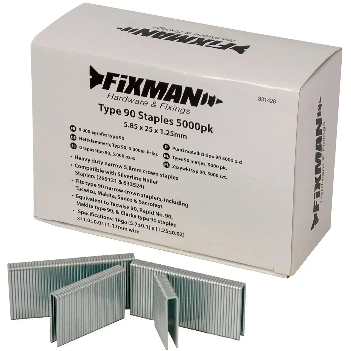 Fixman 5000Pc Type 90 Staples 5.80 X 25 X 1.25Mm 1