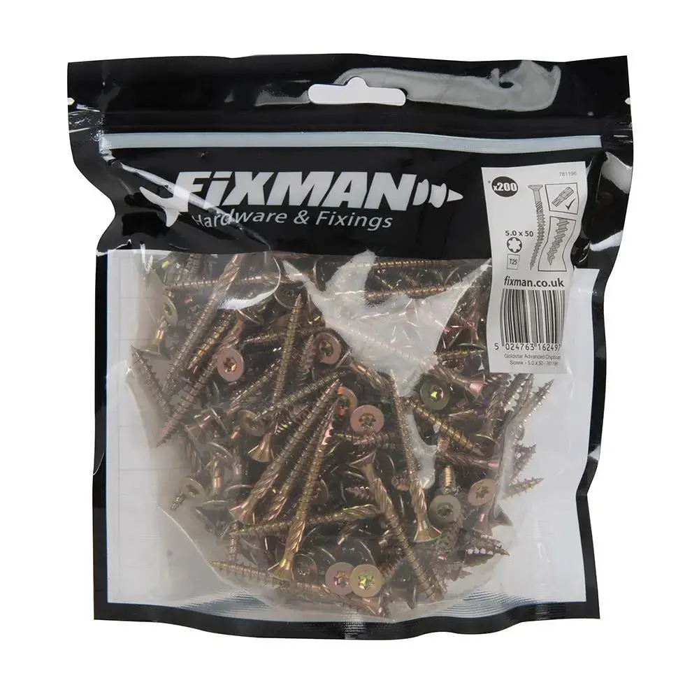 Fixman Goldstar Advanced Screws 5 X 50Mm 200Pk 761196 1