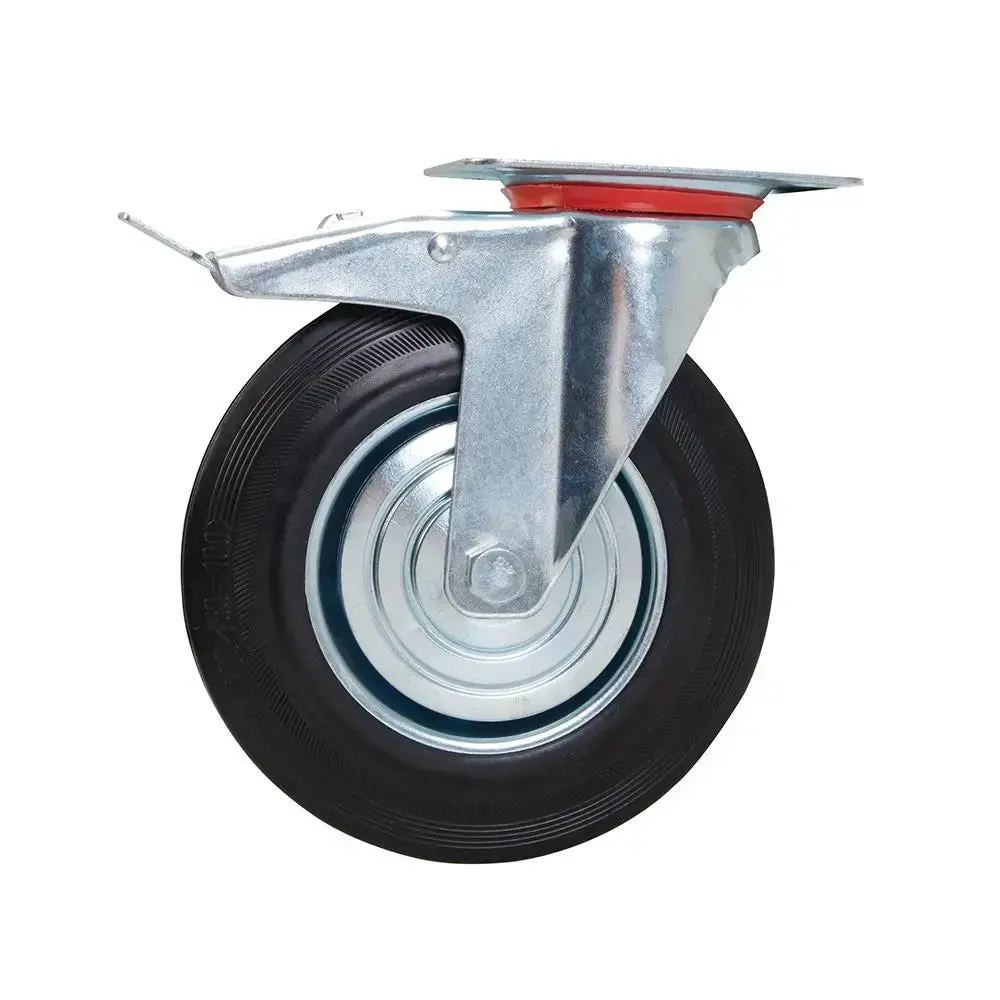 Fixman Heavy Duty Braked Rubber Castor 200Mm 200Kg 921139 1