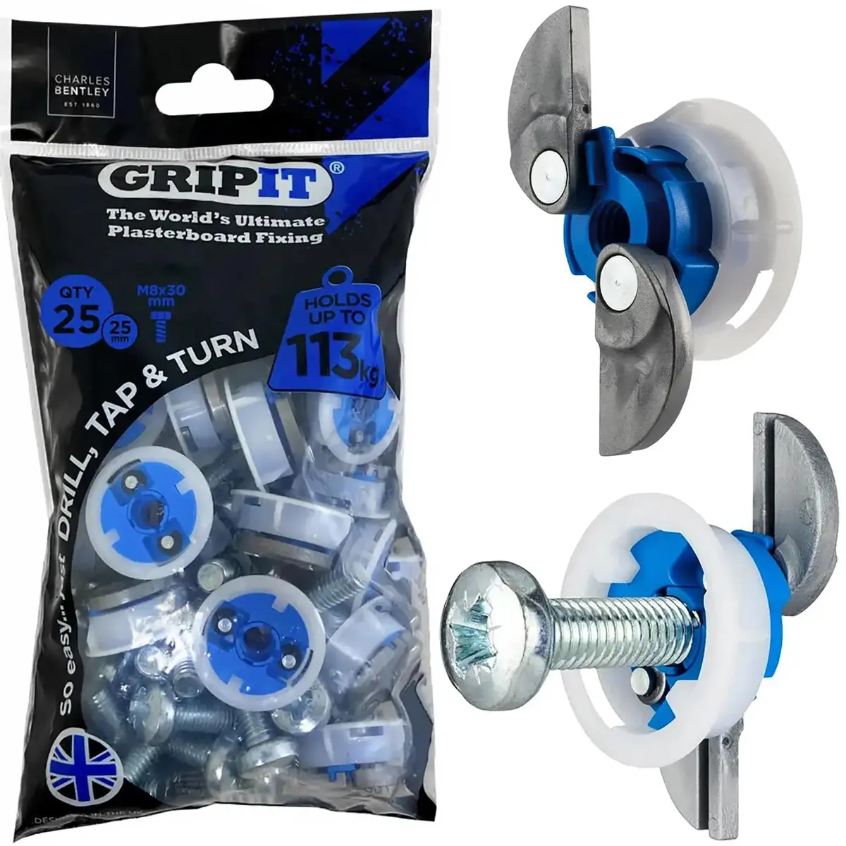 Gripit Blue Plasterboard Fixings 25Mm 25 Pack 1