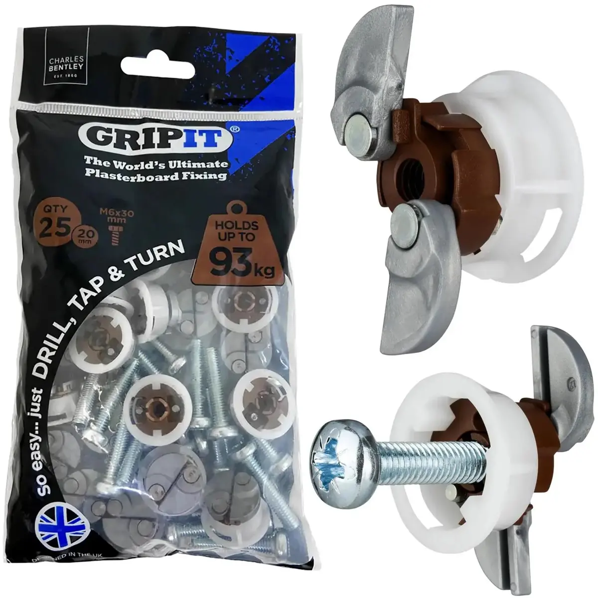 Gripit Brown Plasterboard Fixings 20Mm 25 Pack 1