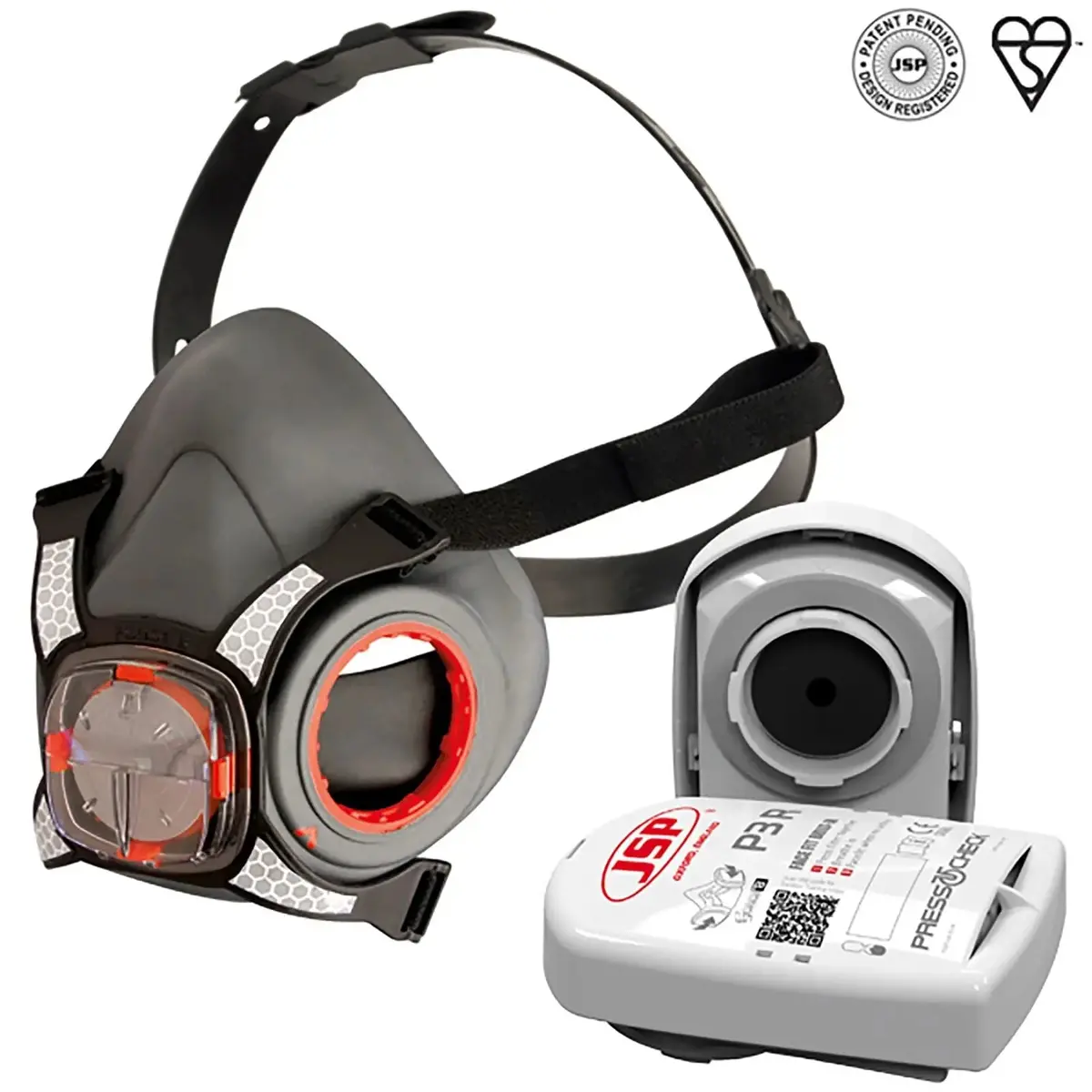 Jsp Force 8 Half Mask Medium Face Mask Respirator With P3 Press To Check Filters 1