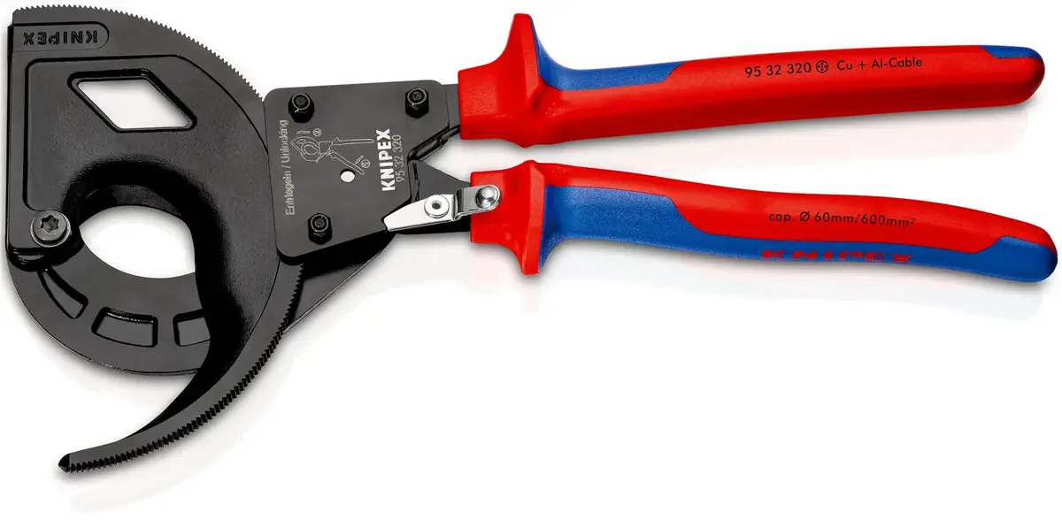 Knipex Cable Cutter Ratchet Action 3 Stage 60Mm Diameter Cutting Capacity 320Mm Multi Component Grips 95 32 320 1