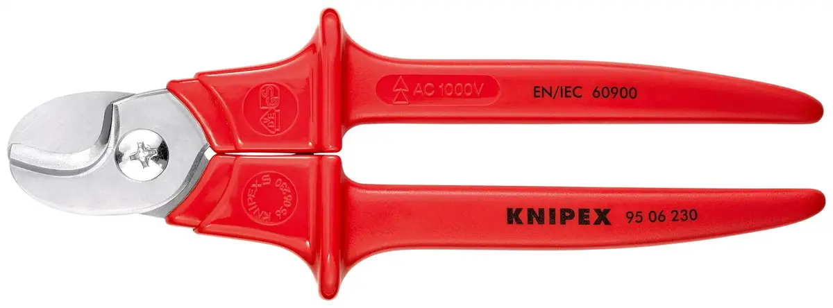 Knipex Cable Shears Cutters Vde Insulated Cuts Cable Up To 16Mm Diameter 230Mm Plastic Insulated Handles 95 06 230 1