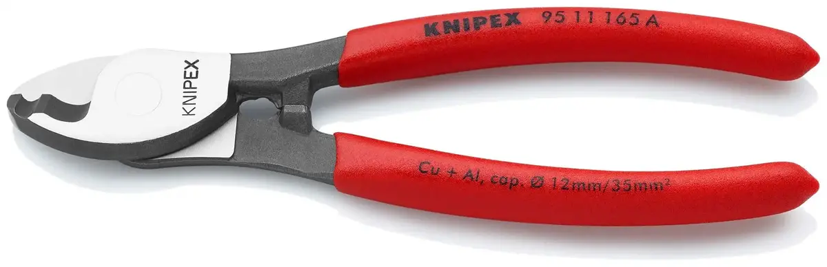 Knipex Cable Shears Cutting Pliers Cuts Cable Up To 12Mm Diameter 165Mm Plastic Coated Handles 95 11 165 A 1