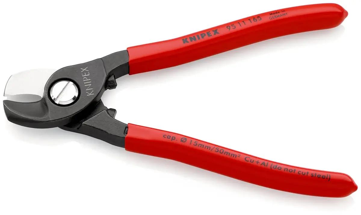 Knipex Cable Shears Cutting Pliers Cuts Cable Up To 15Mm Diameter 165Mm Plastic Coated Handles 95 11 165 2